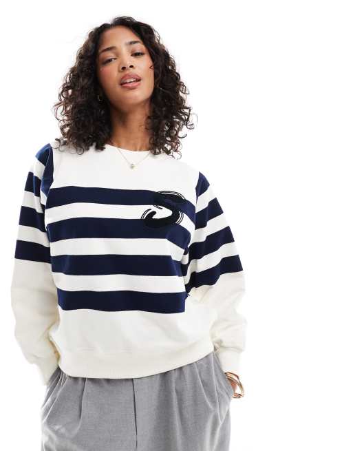 Navy striped sweatshirt online