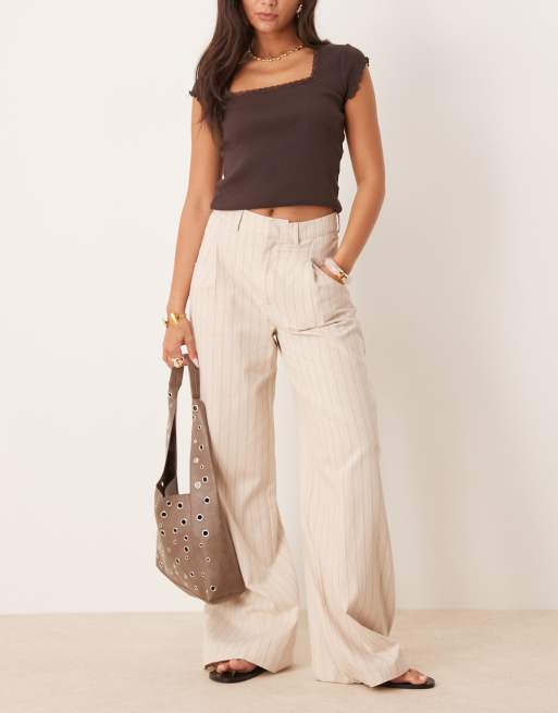 Scalpers - Stripes - Geruite broek in naturel