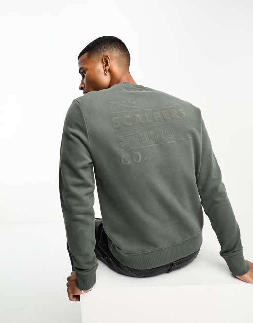 Scalpers – Studio – Sweatshirt in dunklem Khaki