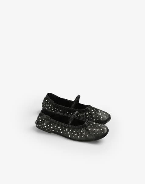 Scalpers studs ballerina flats in black - view 1