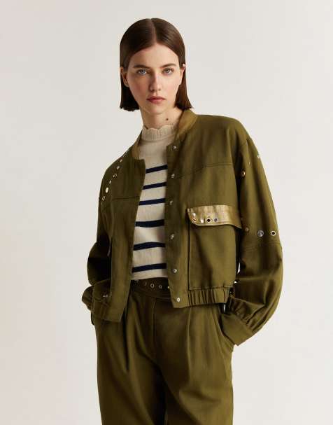 Scalpers studs jacket in khaki - view 1