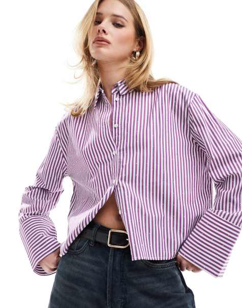 Scalpers studs shirt in purple stripes - view 1