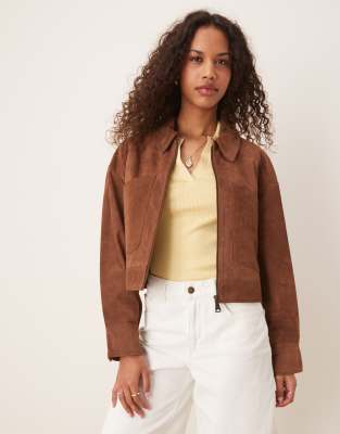 Scalpers Suede Jacket In Brown