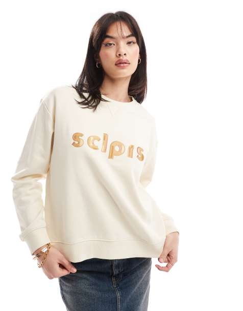 Scalpers - Sweater met letters in reliëf in neutraal - view 1