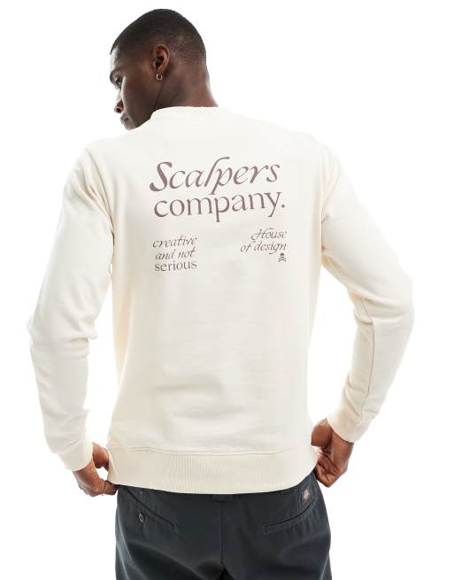 Scalpers - Sweater met 'serious'-print in gebroken wit