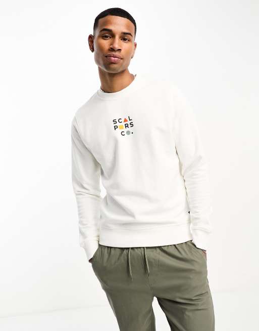 Scalpers – Sweatshirt in Wollweiß mit Beflockung ASOS