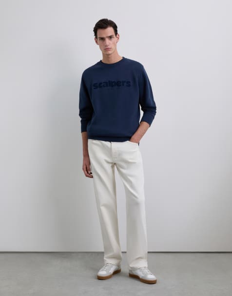 Scalpers - Sweatshirt met logo in reliëf in marineblauw - view 1