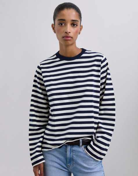 Scalpers - T-shirt à manches longues et rayures - Bleu marine - view 1