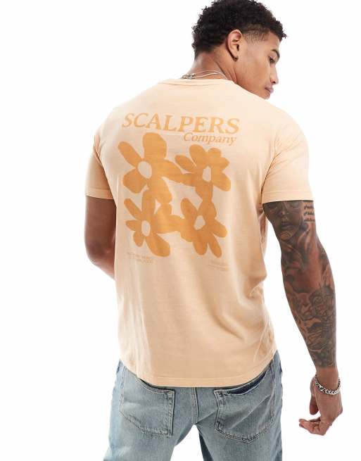Scalpers - T-shirt à motif fleurs - Pêche clair