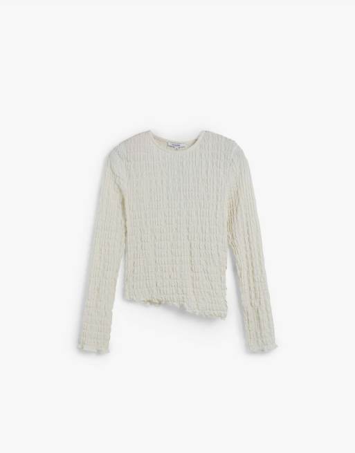 Scalpers - T-shirt arricciata color bianco sporco