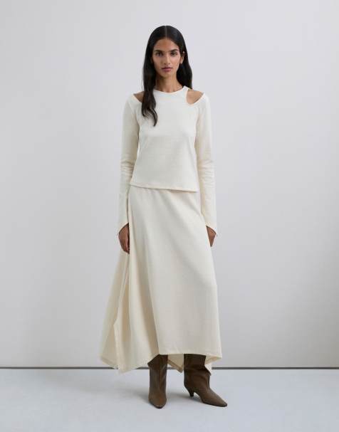 Scalpers - T-shirt asymétrique à manches longues - Écru - view 1