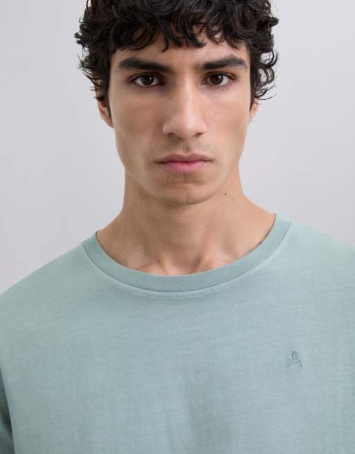 Scalpers - T-shirt blu con teschio ricamato abbinato, 5 di 5