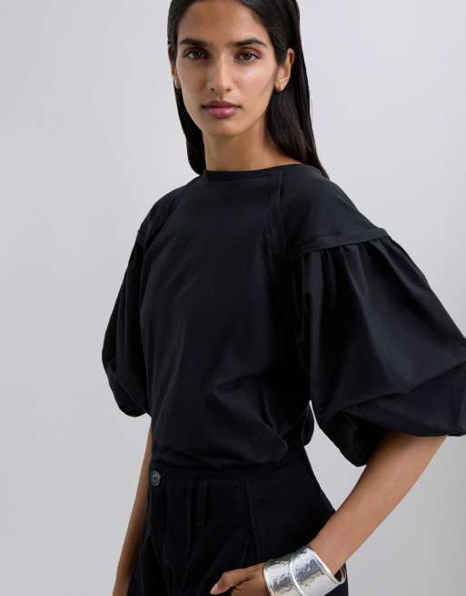 Scalpers - T-shirt bouffant en popeline - Noir