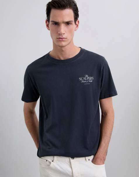 Scalpers - T-shirt color antracite con stampa Taste Talk - view 1