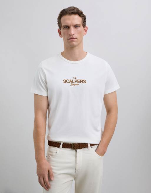 Scalpers - T-shirt color bianco sporco con logo