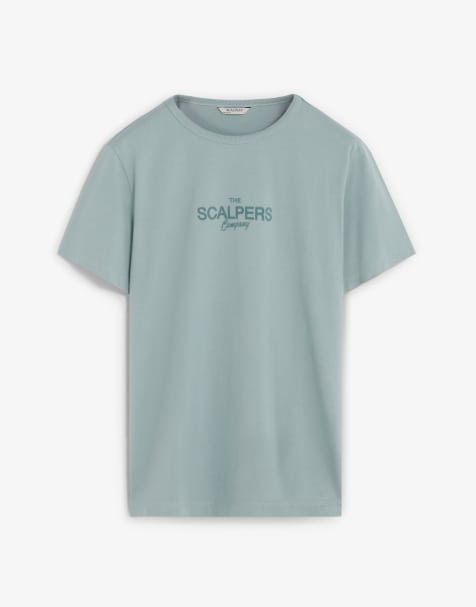 Scalpers - T-shirt color blu uovo di pettirosso chiaro con logo - view 1