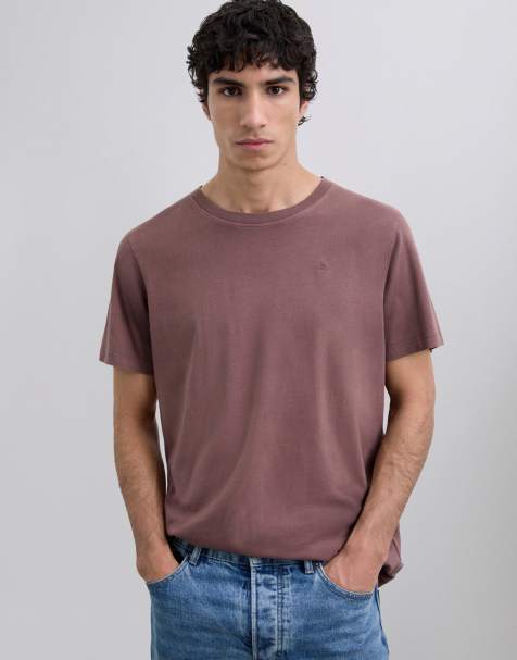 Scalpers - T-shirt color bordeaux con teschio ricamato abbinato - view 1