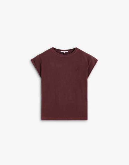 Scalpers - T-shirt color bordeaux con teschio