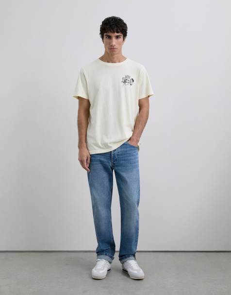 Scalpers - T-shirt color crema con stampa a tema bar - view 1