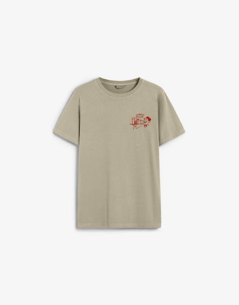 Scalpers - T-shirt color tortora con stampa a tema bar - view 1