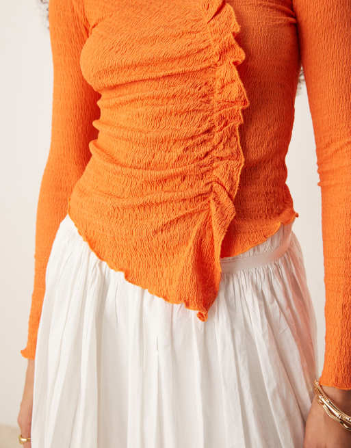 Scalpers - T-shirt froissé à manches longues - Orange, 4 de 4