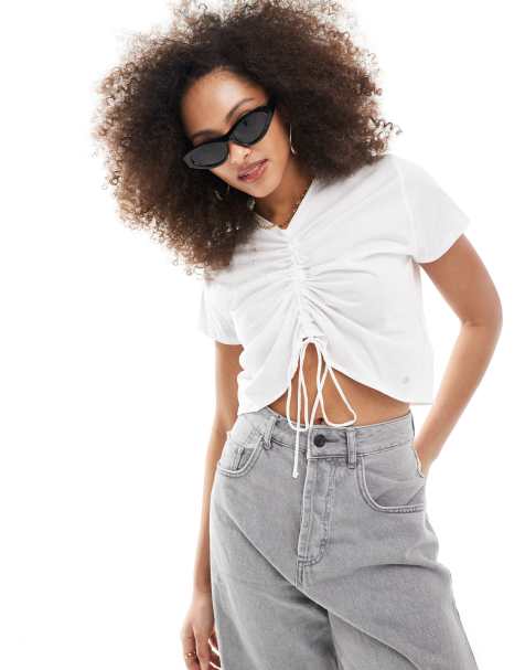 Scalpers - T-shirt froncé sur le devant - Blanc - view 1