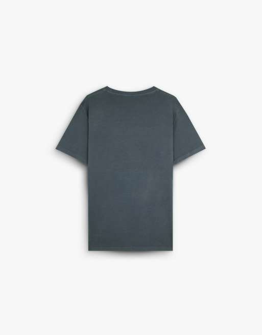 Scalpers – T-Shirt in Anthrazit mit farblich abgestimmter Totenkopf-Stickerei, 2 von 5