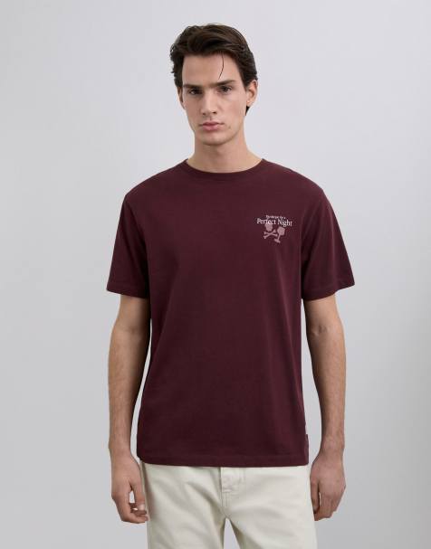 Scalpers – T-Shirt in Burgunderrot mit „Perfect Night“-Print - view 1