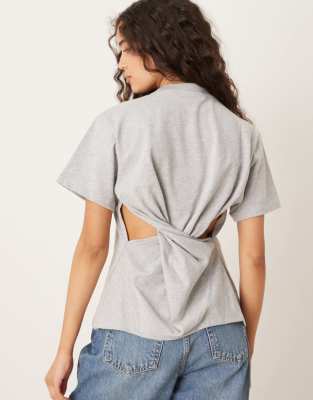 Scalpers - T-Shirt in Grau meliert mit geknoteter Rückseite
