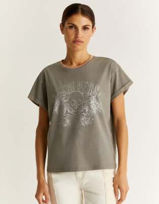 Scalpers - T-Shirt in Grau mit Rock-Motiv in Foliendesign