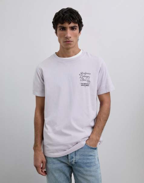 Scalpers – T-Shirt in Malve mit „Lounge Bar“-Print - view 1