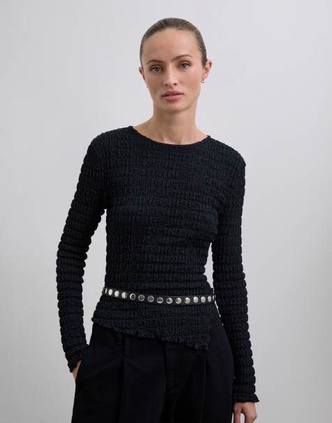 Scalpers – T-Shirt in Schwarz mit Knitterstruktur - view 1