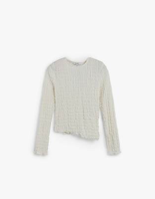 Scalpers - T-Shirt in Wollweiß mit Knitterstruktur