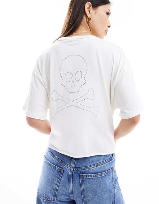 Scalpers - T-shirt met doodshoofdprint op de achterkant in wit