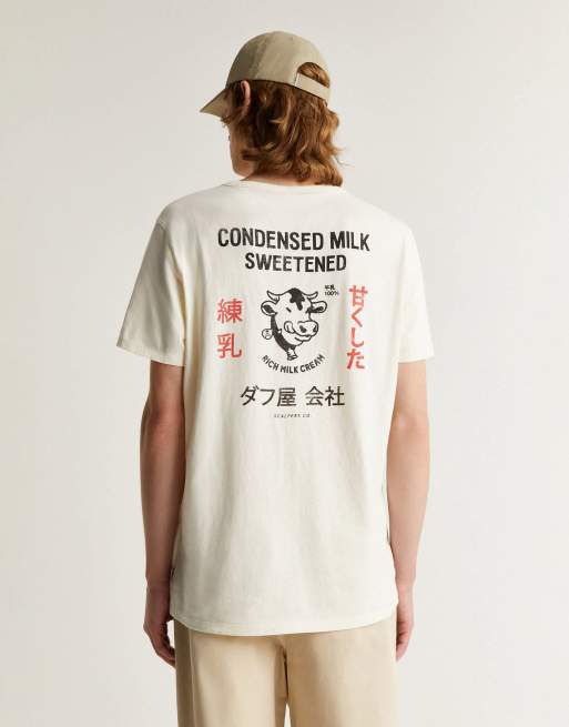Scalpers - T-shirt met 'Milk'-print in gebroken wit