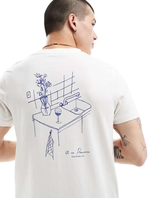 Scalpers - T-shirt met 'Provence'-print in gebroken wit