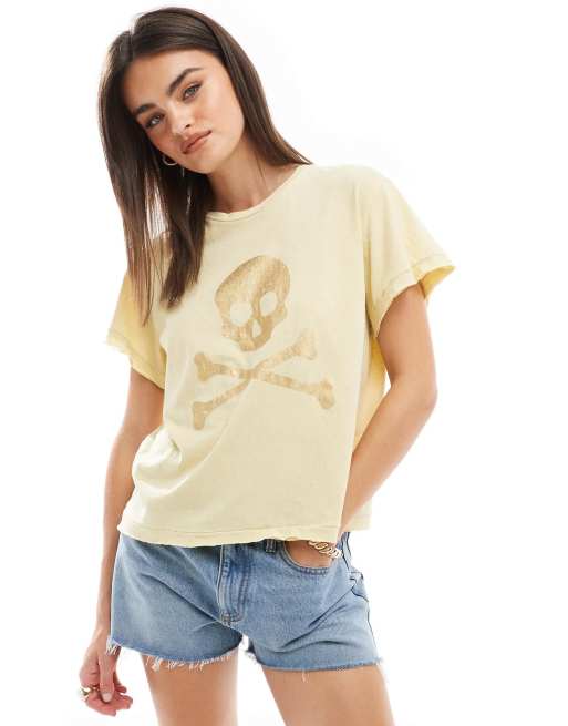 Scalpers - T-shirt met schedelprint van folie in goud