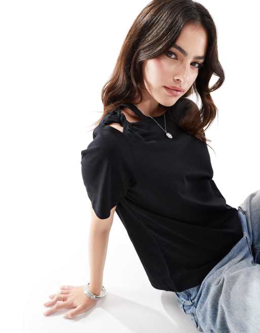 Scalpers - T-shirt mini nera con nodo