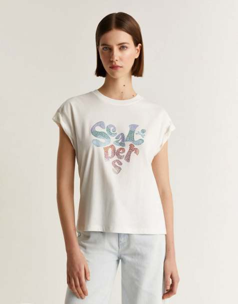 Scalpers - T-shirt orné de strass - Blanc cassé - view 1