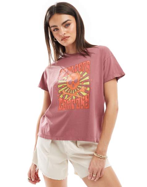 Scalpers - T-shirt vintage à motif crâne - Bordeaux - view 1