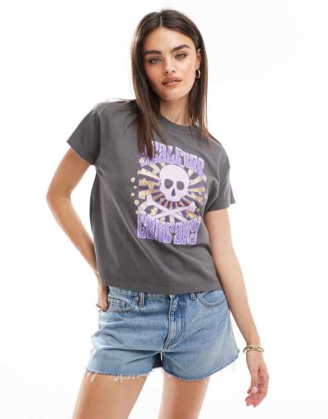 Scalpers - T-shirt vintage à motif crâne - Gris foncé - view 1