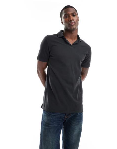 Scalpers thin polo in black - view 1