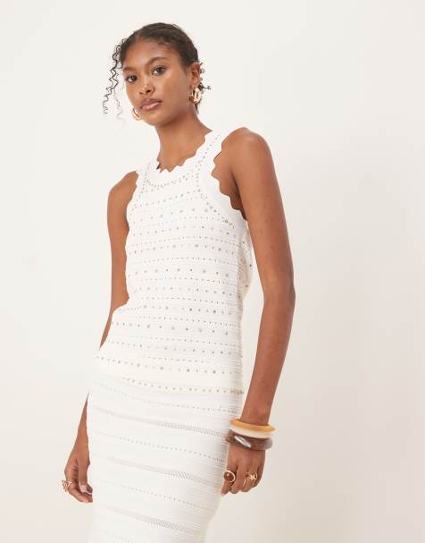 Scalpers - Top bianco in maglia con borchie - view 1