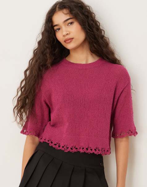 Scalpers Turtle crop jumper in bouganville