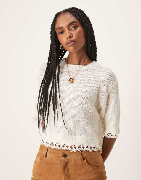 Scalpers Turtle crop jumper in ecru