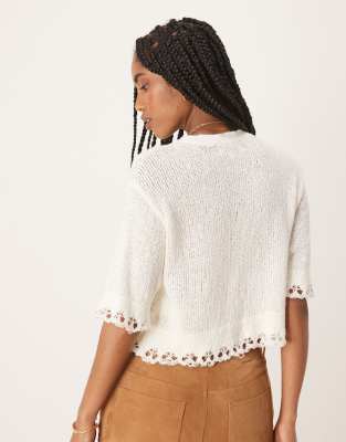 Scalpers Turtle Cropped Sweater In Neutral