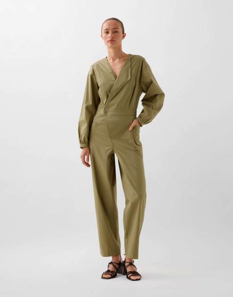 Scalpers - Tuta jumpsuit kaki tinta unita - view 1