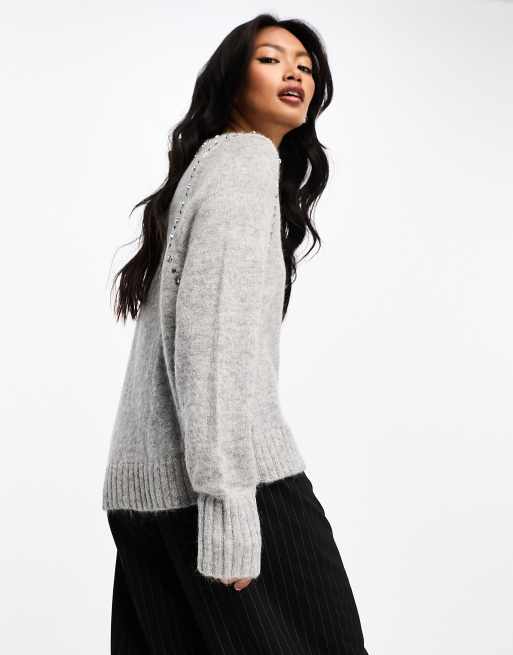 Scalpers v-neck jumper in light grey, 3 of 4