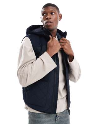 Vass hoodie vest in navy