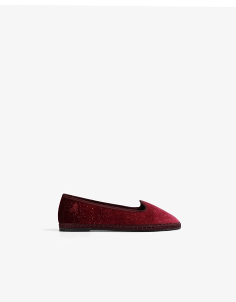 Scalpers velvet slippers in burgundy   - view 1